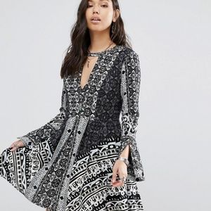 Free People Tegan Open Neckline Printed Dress